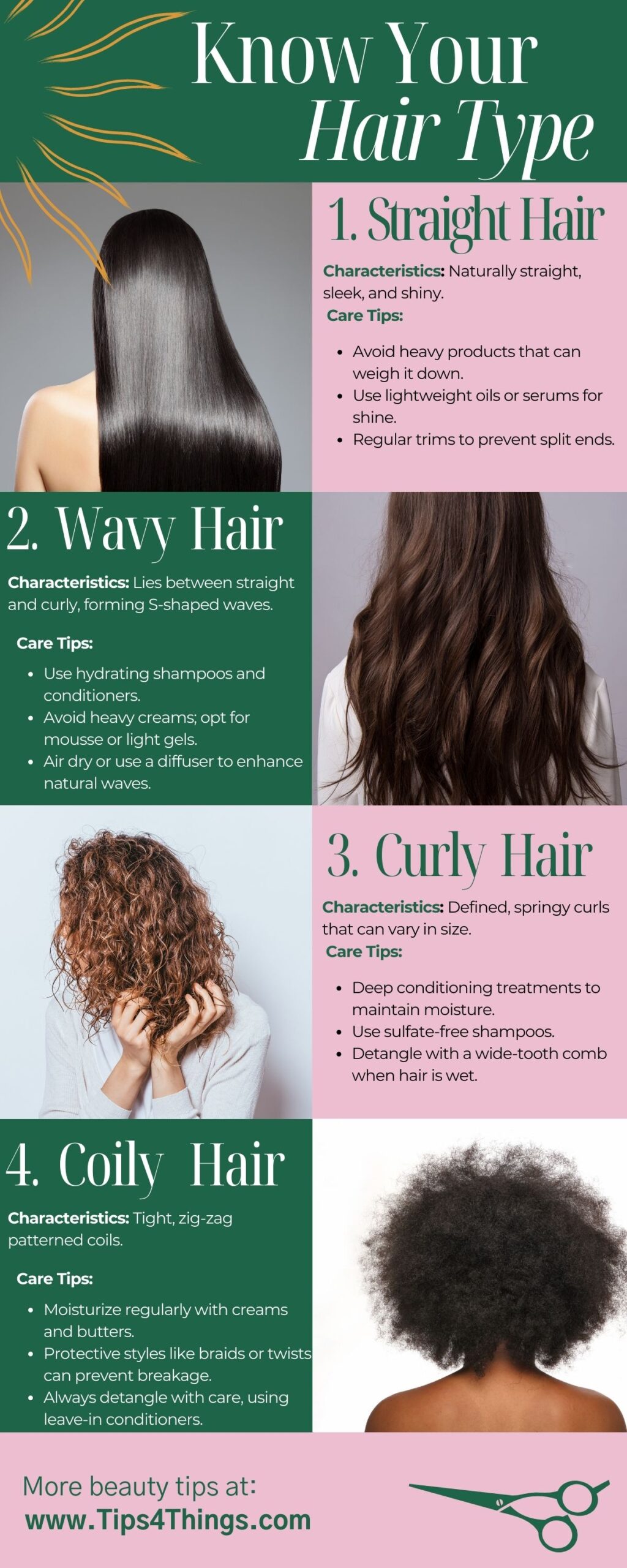 Care tips for Hair Type: Infographic